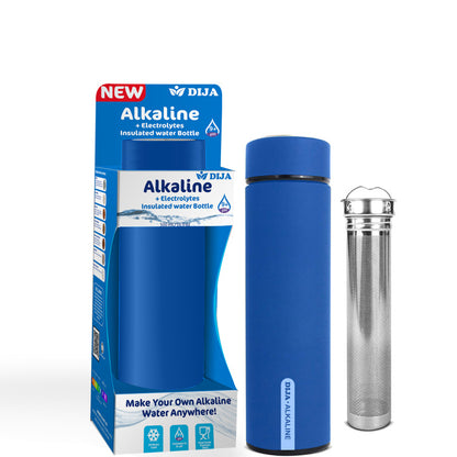 DIJA Alkaline Insulated Water Bottle Includes Filter Improve PH 9+, Keep Cold up to 24 hours, 500ml Stainless Steel Water Bottle